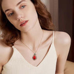 Handmade Teardrop Turquoise Earrings Necklace Set for Women Bohemia Tribal Antique Ethnic Style Earring Delicate Teardrop Gemstone Dangle Drop Statement Earrings Western Jewelry - color: Red