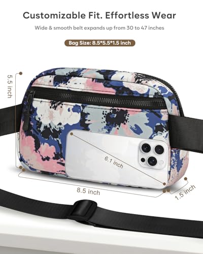 Pritent Fanny Packs for Women Cross Body Bag Waterproof Belt Bag with Adjustable Strap and Zipper Back Pocket Small Crossbody Bags Fashion Waist Packs for Workout Travelling(Watercolor Print) - color: Watercolor Print, size: Small