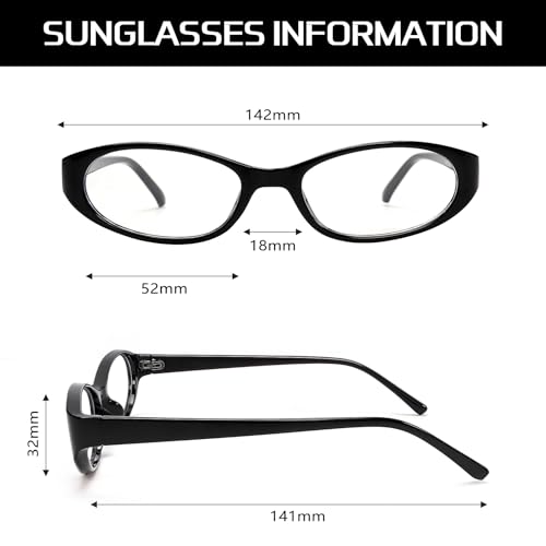 GUVIVI Retro Oval Sunglasses for Women 2026 90s Small Chic Cat Eye Sun Glasses Sunnies Lightweight Shades - color: Black Frame - Blue Light Block Lens