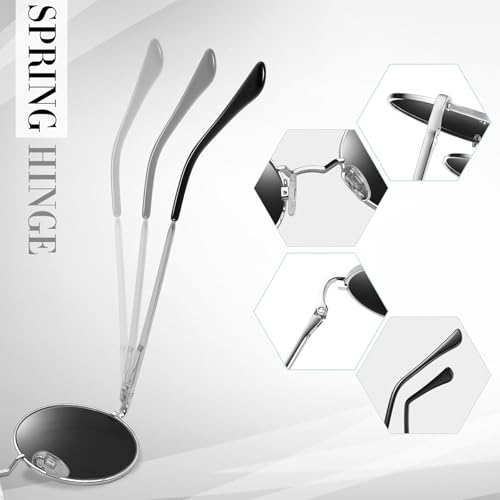 Joopin Retro Small Round Sunglasses Hippie Circle Sun Glasses Polarized UV400 Protection Metal Shades for Men Women - color: A02-silver Frame Black Lens