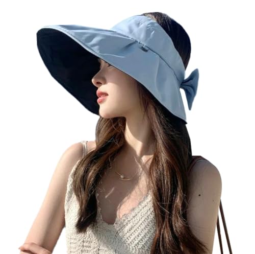 Sun Visor Hats for Women Wide Brim UPF 50+ Bucket Hats Summer Visor Caps Beach Hat Packable UV Protection Fishing Hiking Hat - color: Blue