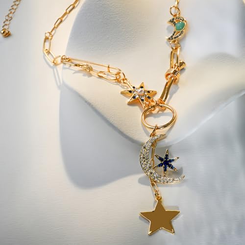 ORIGENCE Sun Heart Necklace for Women 18K Gold Plated Heart Pendant Necklace Chunky Chain Choker Necklaces Hip Hop Charm Necklaces Trendy Unisex Jewelry - style: MCharm-Gold