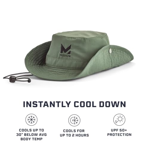 MISSION Cooling Bucket Hat - Unisex Wide-Brim Hat for Men & Women - Lightweight, Foldable & Durable - Cools Up to 2 Hours - color: Bronze Green