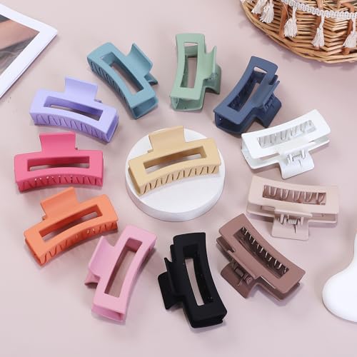 Sisiaipu 12 Pcs Medium Hair Clips, 3.5 Inch, Colorful - Hair Clips for Thick and Thin Hair, Square Claw Clips, Jaw Clips, Bulk Hair Accessories for Women and Girls - color: Colorful