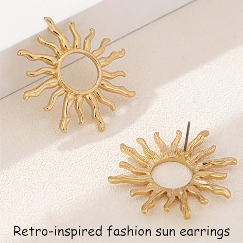 Layered Crystal Sun Necklace and Sun Earrings,Gold Summer Beach Necklace,Gothic Boho Hippie Jewelry,Ideal Jewelry Gifts for Women