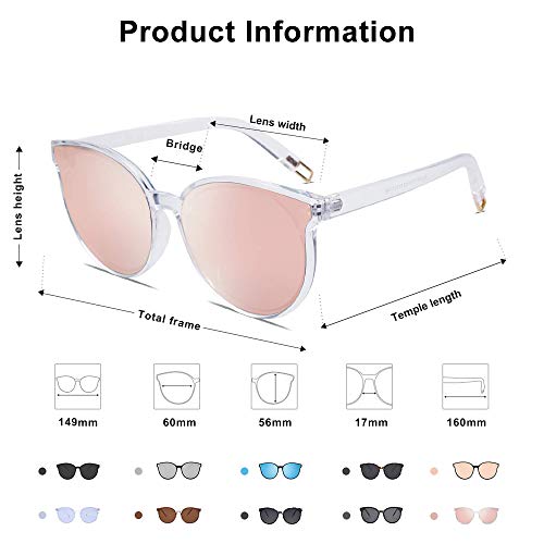 SOJOS Fashion Round Sunglasses for Women Men Oversized Vintage Shades SJ2057 - color: Clear/Pink
