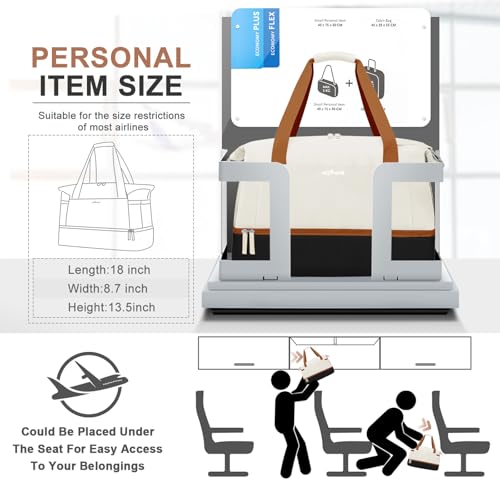 ETRONIK Gym Bag for Women, Personal Item Travel Bag with Shoes Compartment, Weekender Overnight Duffel Bag with Wet Pocket, Carry On Bag for Women, Travel, Gym, Weekend - color: White Black Brown, size: Medium