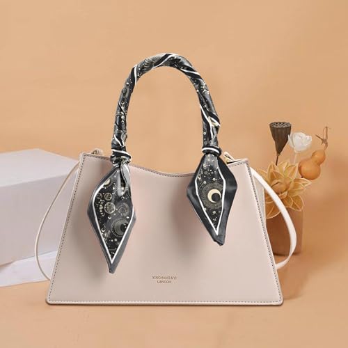 Hair Head Scarf Silk Feeling Long Satin Neck Satin Scarves for Handbag Cute Aesthetic Decoration Women Girls 59 * 6.7” - color: Y15-moon