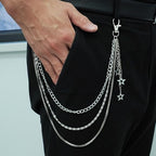 Layered Pants Chain keychain for Women Men Punk Wallet Chains Hiphop Jeans Keychain Halloween Jewelry - style: G-three layered chain with star