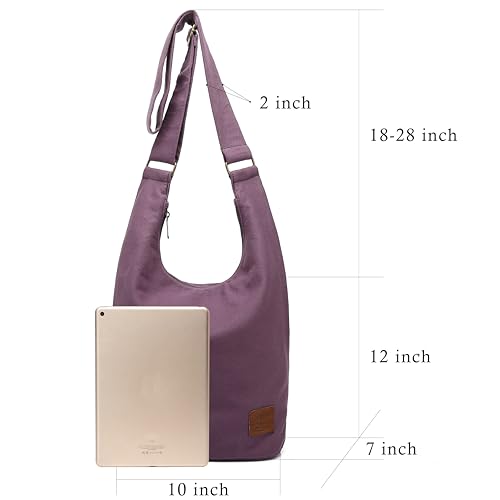 Coton Pose Women Hippie Crossbody Bag - Top Zip Large Capacity Canvas Sling Bag - Jacquard Cloth Handmade - color: Purple