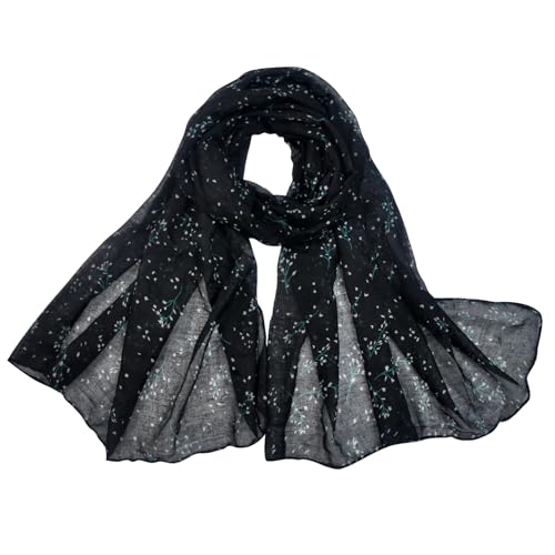 Lightweight Boho Scarf for Women Spring Summer Floral Printed Scarves Fashion Shawl Wrap - color: F09