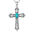Turquoise Necklaces 925 Sterling Silver Western Necklace Boho Jewelry for Men Women Her Birthday Valentines Day Gifts - style: 2-Turquoise Cross Necklace