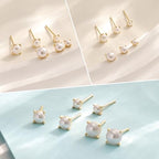 Hayopi Pearl Earrings for Women - Dainty Gold Dangle Drop Earrings, 14k Gold Plated Cute Bow Design, Hypoallergenic Pearl Studs, Wedding Jewelry Gifts - color: GOLD-stud earrings