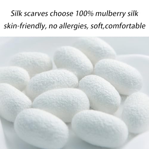 100% Mulberry Silk Neck Scarf - 21'' x 21'' Lightweight Neckerchief - Women Men Small Square Digital Printed Scarves - color: Navy Flower & Insects