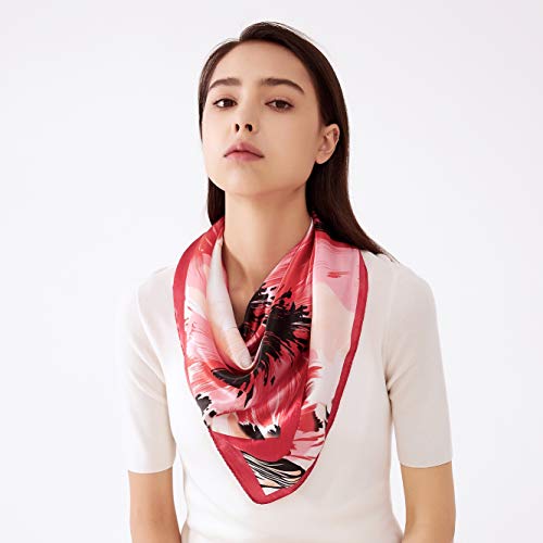 4 Pc Set Large 35 x 35 inches Satin Square Scarves Neck Hair Head Scarf Bundle - color: Set R