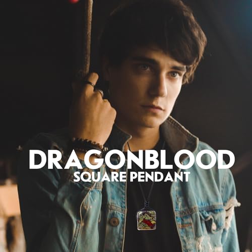 Runyangshi Dragon Blood Stone Square Pendant 0.59"-0.78"(1.5-2cm) Tumbled Polished Stones Necklace Meditation Reiki Energy for Men Women Hand-Woven Rope Gift - color: Dragon Blood Stone