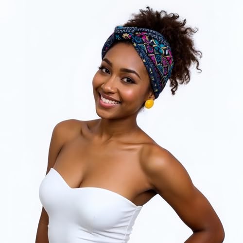 1 Pack Boho Headbands Stretch Paisley Print Bandana Headband Criss Cross Hair Bands Knotted Head Wrap Yoga Daily for Women and Girls (Multicolor Floral) - color: Multicolor Floral