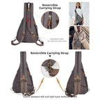 KL928 Canvas Sling Bag - Small Crossbody Backpack Shoulder Casual Daypack Rucksack for Men Women(Large Version,Dark Grey) - color: Canvas-d.grey