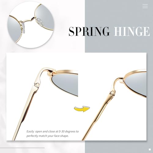 Joopin Retro Small Round Sunglasses Hippie Circle Sun Glasses Polarized UV400 Protection Metal Shades for Men Women - color: Golden Frame Light Grey Lens