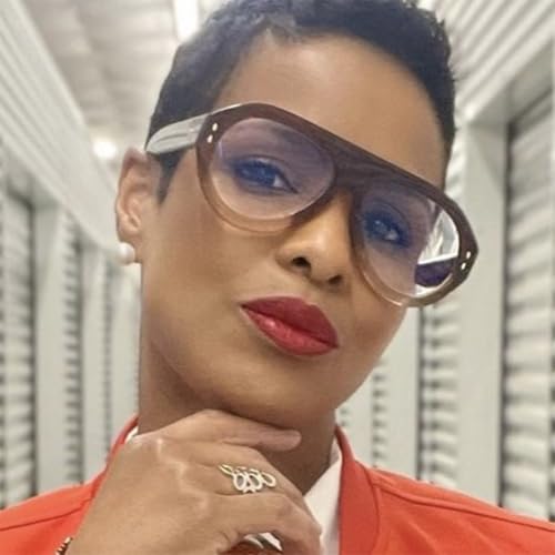 ENTHYI Pilot Sunglasses Popular Fashion Women Vintage Rivets Decoration Gradient Shades Ladies Hipster Round Sun Glasses - color: Blue Black