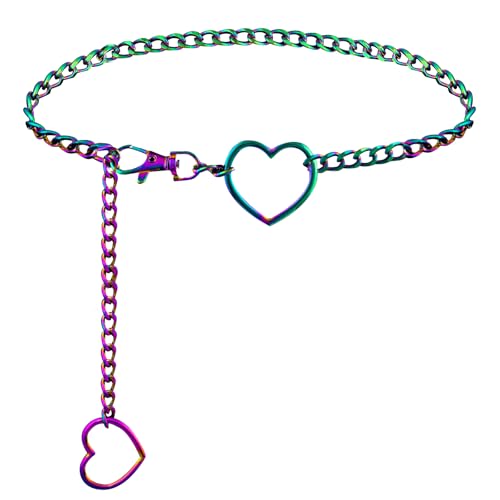 Heart Waist Chain for Women Vintage Belly Chain Cute Body Chain Jewelry Adjustable Metal Waist Accessories For Dress Jeans - size: XS(85cm/33.5in), style: Colorful
