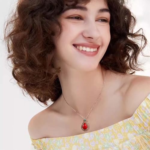 Handmade Teardrop Turquoise Earrings Necklace Set for Women Bohemia Tribal Antique Ethnic Style Earring Delicate Teardrop Gemstone Dangle Drop Statement Earrings Western Jewelry - color: Red