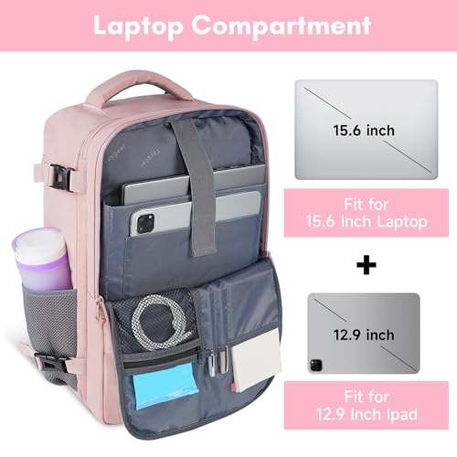 Taygeer Travel Backpack for Women, Carry On Backpack with Water Bottle Pocket & Shoe Pouch, TSA 15.6inch Laptop Mochila Flight Approved, Nurse Bag Casual Daypack for Weekender Business Hiking, Pink - color: Amourpink, size: Large