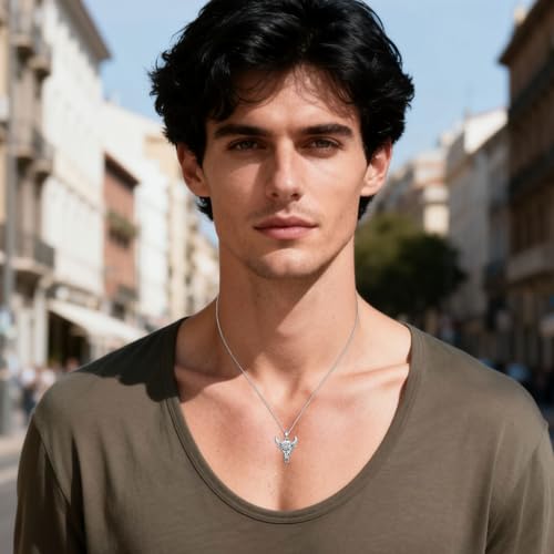 Turquoise Necklaces 925 Sterling Silver Western Necklace Boho Jewelry for Men Women Her Birthday Valentines Day Gifts - style: 3-Cow Skull Necklace