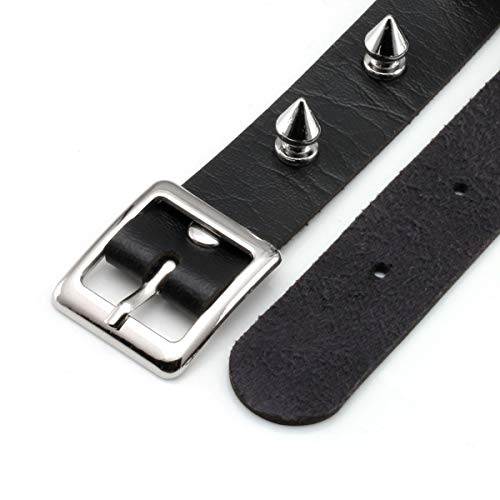 Eigso Vintage Punk Goth Studded Rivet Pu Leather Collar Choker Necklace with Spikes Adjustable - color: G-Black