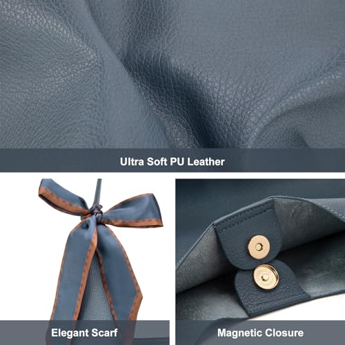 Montana West Slouchy Hobo Bag for Women Shoulder Purses and Handbags with Scarf - color: Distant Blue