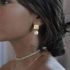 Hayopi Pearl Earrings for Women - Dainty Gold Dangle Drop Earrings, 14k Gold Plated Cute Bow Design, Hypoallergenic Pearl Studs, Wedding Jewelry Gifts - color: GOLD-chunky gold earrings