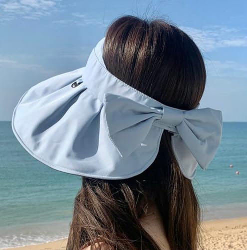 Sun Visor Hats for Women Wide Brim UPF 50+ Bucket Hats Summer Visor Caps Beach Hat Packable UV Protection Fishing Hiking Hat - color: Blue