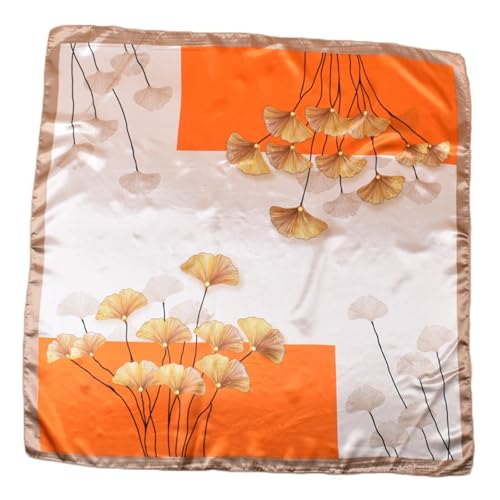 QBSM 35'' Satin Large Square Head Scarf Silk Feeling Neck Scarves Hair Sleeping Wrap Lightweight Headscarf for Women - color: Pink and Orange