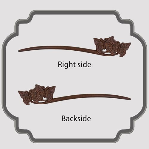 Traditional Chinese hair sticks, retro wooden hair pins, used for long hair accessories buns, Hanfu Dressing Accessories（Double Butterfly） - color: Double Butterfly