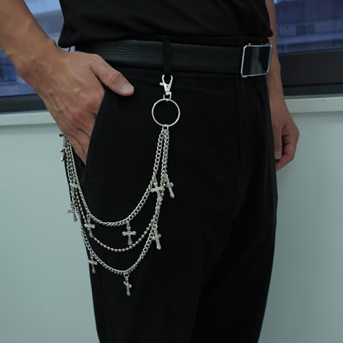 Layered Pants Chain keychain for Women Men Punk Wallet Chains Hiphop Jeans Keychain Halloween Jewelry - style: A-pants chain