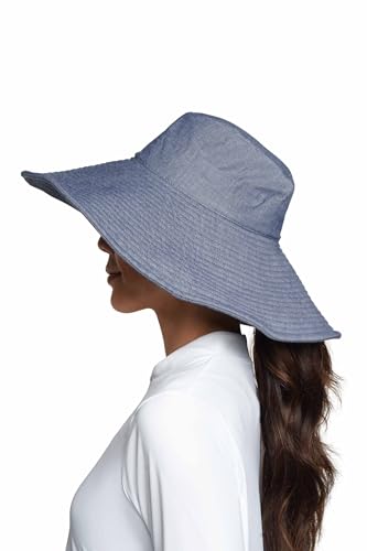 Women's Beach Hat - UPF 50+ Sun Protection - Brittany - color: Denim Blue Chambray