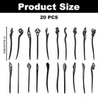 20PCS Wooden Hair Sticks, Chinese Hair Pins for Women, Black Japanese Chignon Hair Chopsticks, Classic Wooden Hair Pins for Buns Hair Accessories for Women Gifts