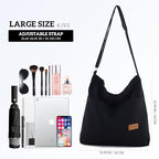 COOLOME Canvas Tote Bag for Women - Crossbody, Shoulder, Travel & Beach Bag - color: Blackp