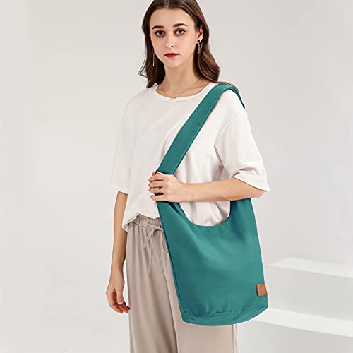 Coton Pose Women Hippie Crossbody Bag - Top Zip Large Capacity Canvas Sling Bag - Jacquard Cloth Handmade - color: Light Green