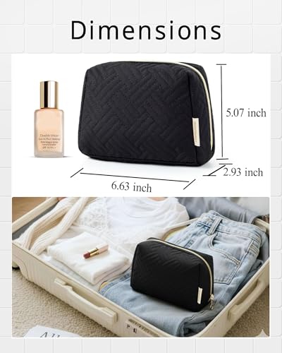 BAGSMART Small Makeup Bag, Travel Cosmetic Bag Make Up Pouch Small Travel Zipper Pouch,Water-resistant Toiletry Bag,Makeup Organizer Bag for Women, Black - color: 01-Black
