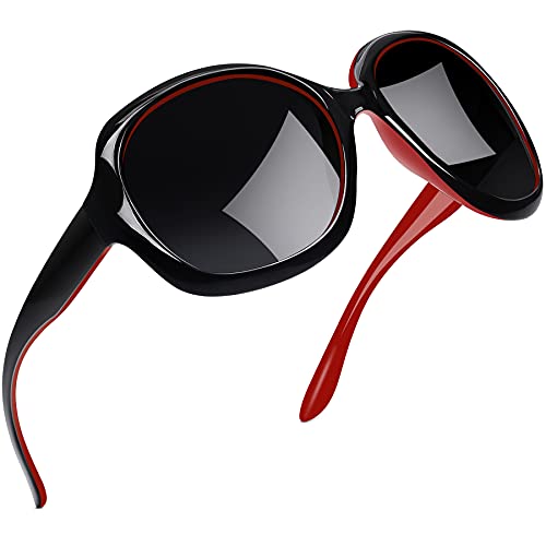 Joopin Oversized Sunglasses Womens Trendy Polarized Large Driving Sun Glasses Ladies UV Protective Big Sunnies Shades - color: B06-black Red/Black