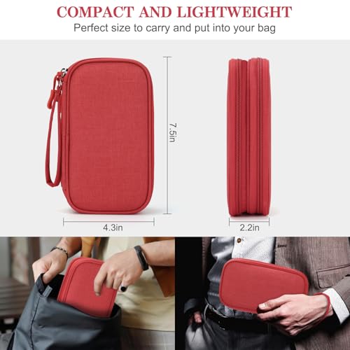 FYY Travel Cable Organizer Pouch Electronic Accessories Carry Case Portable Waterproof Double Layers All-in-One Storage Bag for Cord, Charger, Phone, Earphone Red - color: Red, style: Small