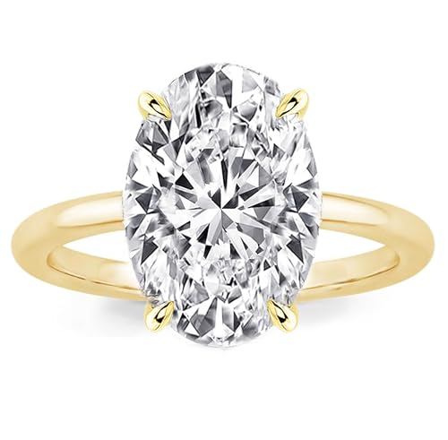 1.5CT/3.5CT/5.5CT Elongated Oval Cut Engagement Rings for Women,Simulated Diamond Promise Ring,925 Sterling Silver 18K Yellow Gold Plated Ring - color: Yellow Gold(5.5CT), size: 9
