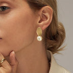 Hayopi Pearl Earrings for Women - Dainty Gold Dangle Drop Earrings, 14k Gold Plated Cute Bow Design, Hypoallergenic Pearl Studs, Wedding Jewelry Gifts - color: GOLD-chunky gold earrings