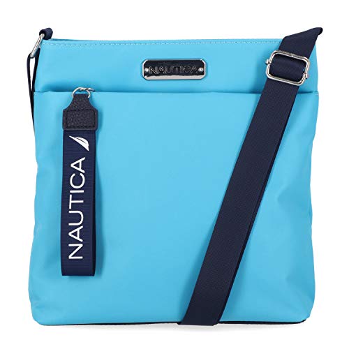 Nautica Diver Nylon Small Women's Crossbody Bag Purse with Adjustable Shoulder Strap - color: Scuba Blue
