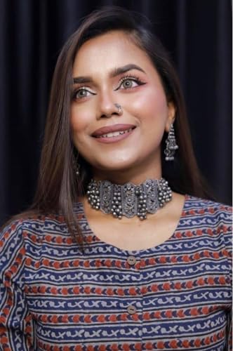 Fashion Indian Ethnic Afghani Oxidized Silver Indian Tribal Bohemian Gypsy Choker Necklace Jewelry Women