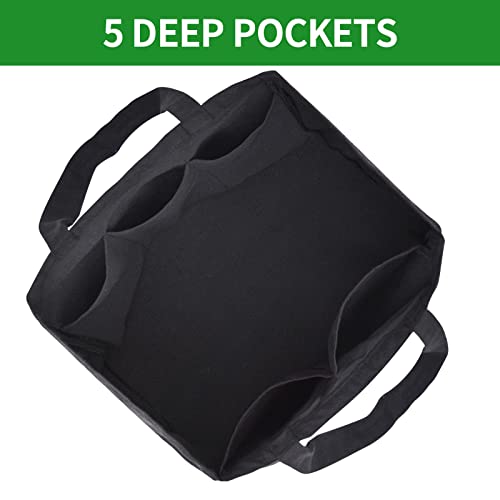 Heavy Duty Canvas Reusable Grocery Bags - 8.3 Gal Foldable Large Tote with Handles, Holds 60 lbs & Washable Eco-friendly Bags with 5 Pockets - color: [A2] Black, size: 1 Pack