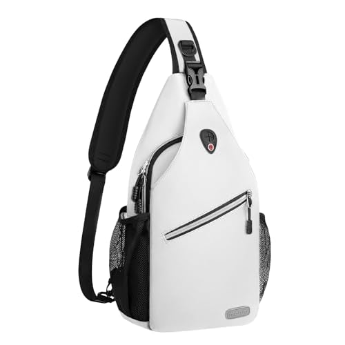 MOSISO Sling Backpack, Multipurpose Crossbody Shoulder Bag Travel Hiking Daypack - color: Ivory White