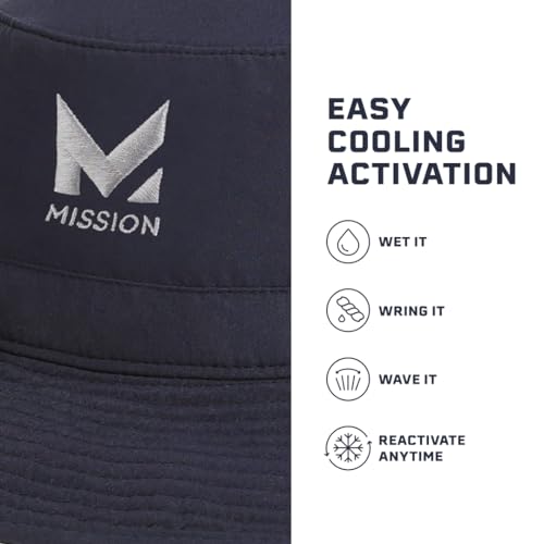 MISSION Cooling Bucket Hat - Unisex Wide-Brim Hat for Men & Women - Lightweight, Foldable & Durable - Cools Up to 2 Hours - color: Navy