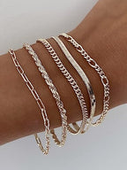 DEARMAY 14K Gold Plated Bracelets for Women, Jewelry Sets Cute Tennis Beaded Bracelets Cuban Link Paperclip Chain Dainty Bracelet Pack Gifts - color: BRACELET-D
